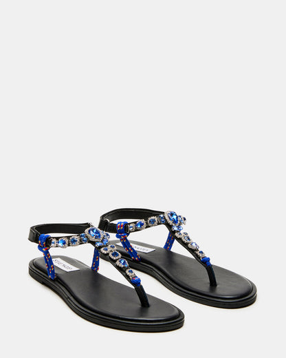 SOLITA Blue Multi Rhinestone Ornament Thong Sandal | Women's Sandals | Steve Madden