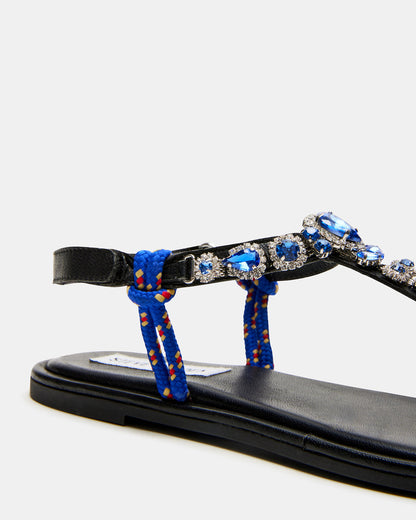 SOLITA Blue Multi Rhinestone Ornament Thong Sandal | Women's Sandals | Steve Madden