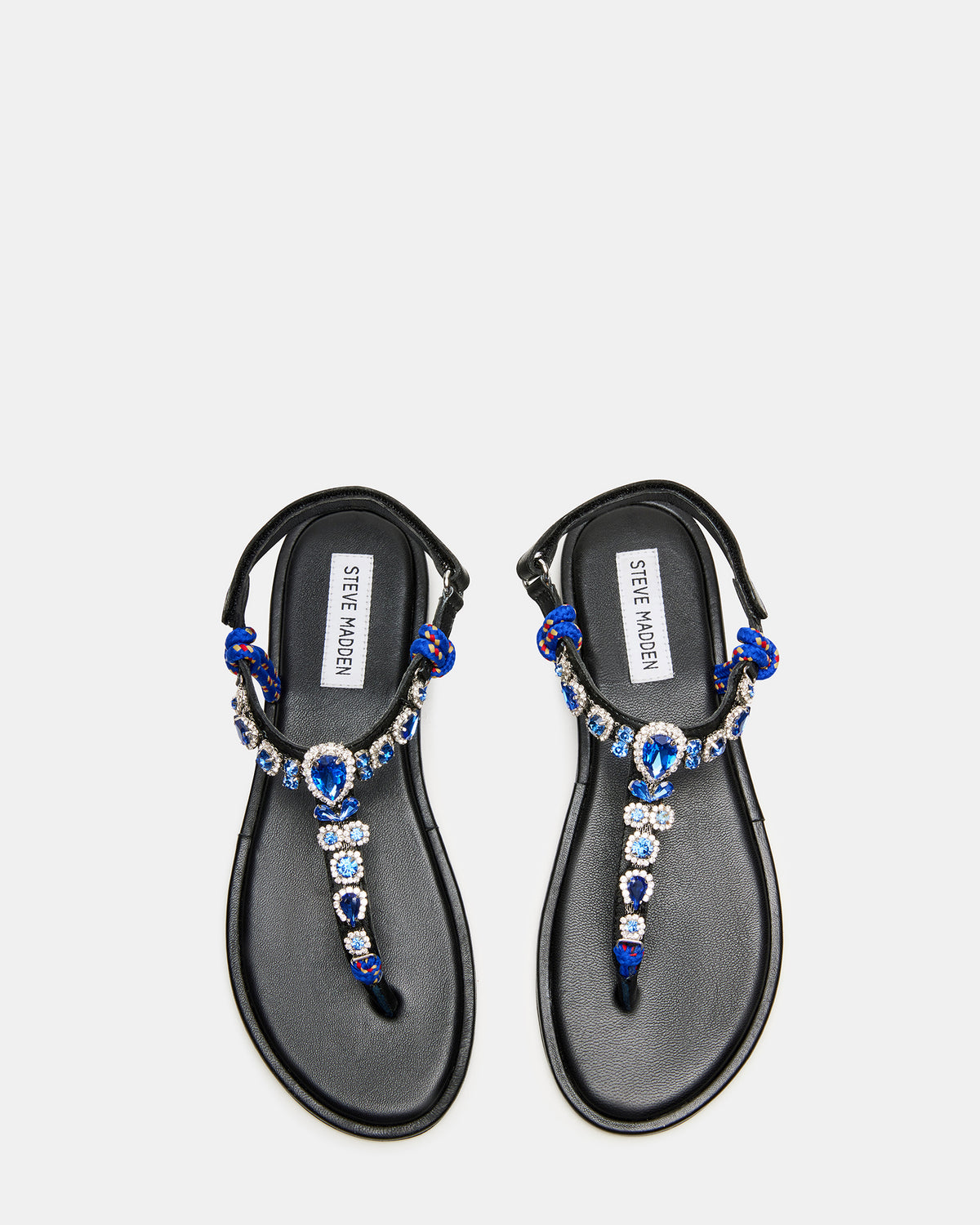 SOLITA Blue Multi Rhinestone Ornament Thong Sandal | Women's Sandals | Steve Madden