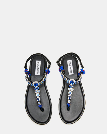 SOLITA Blue Multi Rhinestone Ornament Thong Sandal | Women's Sandals | Steve Madden