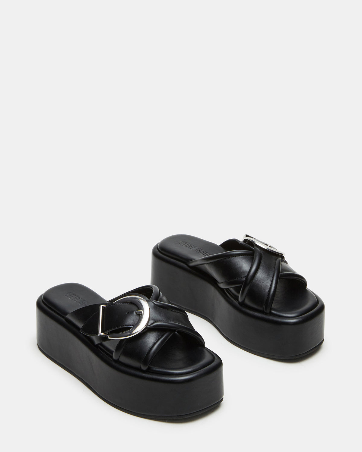 CYPHER Black Women's Platform Square Toe Sandal | Steve Madden