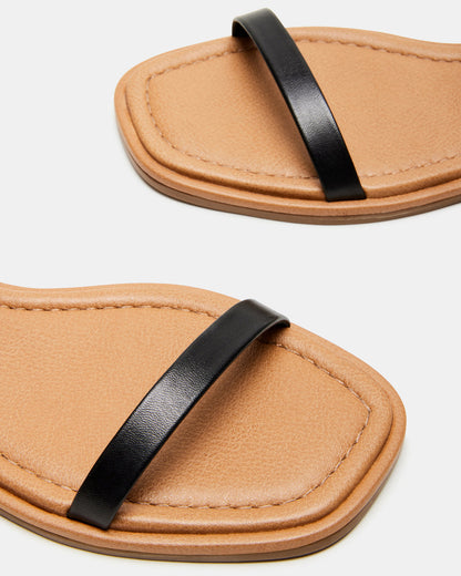 CAMARI Black Leather Square Toe Strappy Sandal | Women's Sandals | Steve Madden