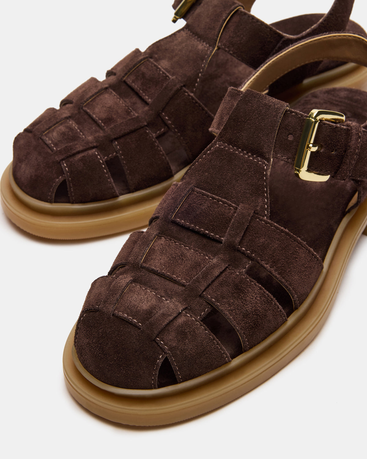 TOPE Chocolate Brown Suede Strappy Fisherman Women's Sandal | Steve Madden