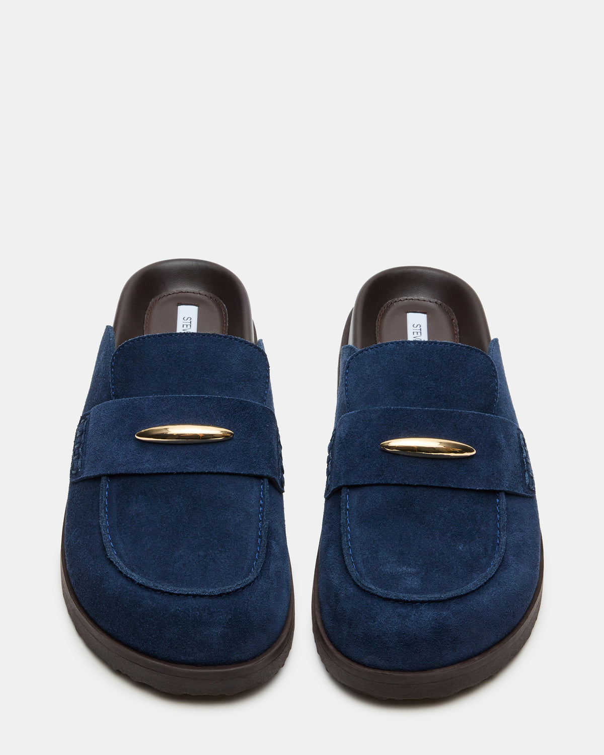 TOBIN Navy Suede Slip-On Mule Women's Flat | Steve Madden