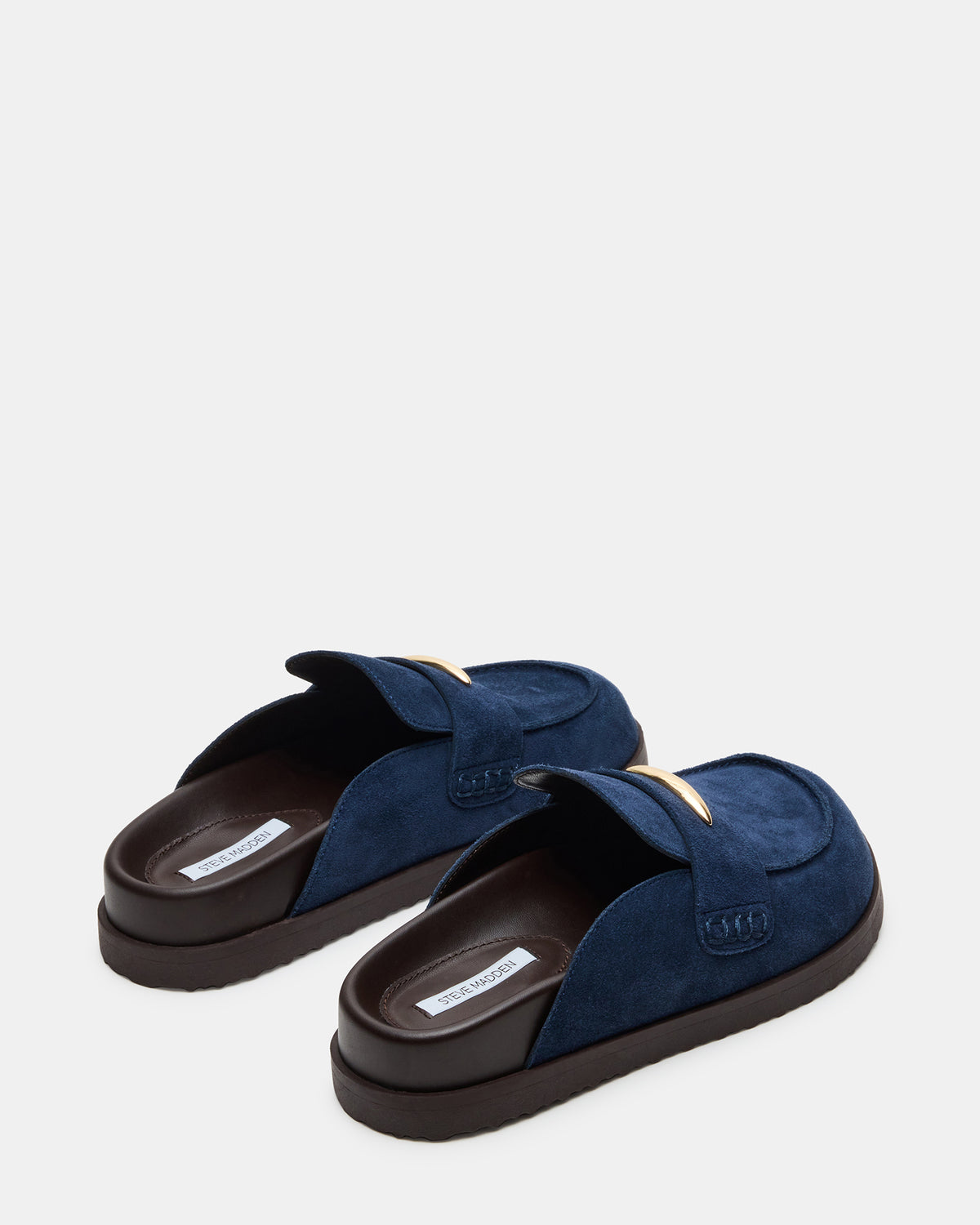 TOBIN Navy Suede Slip-On Mule Women's Flat | Steve Madden