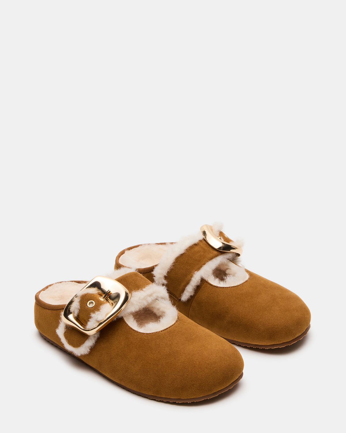 CLOUDY Chestnut Slip-On Mule Mary Jane Faux Fur Women's Flat | Steve Madden