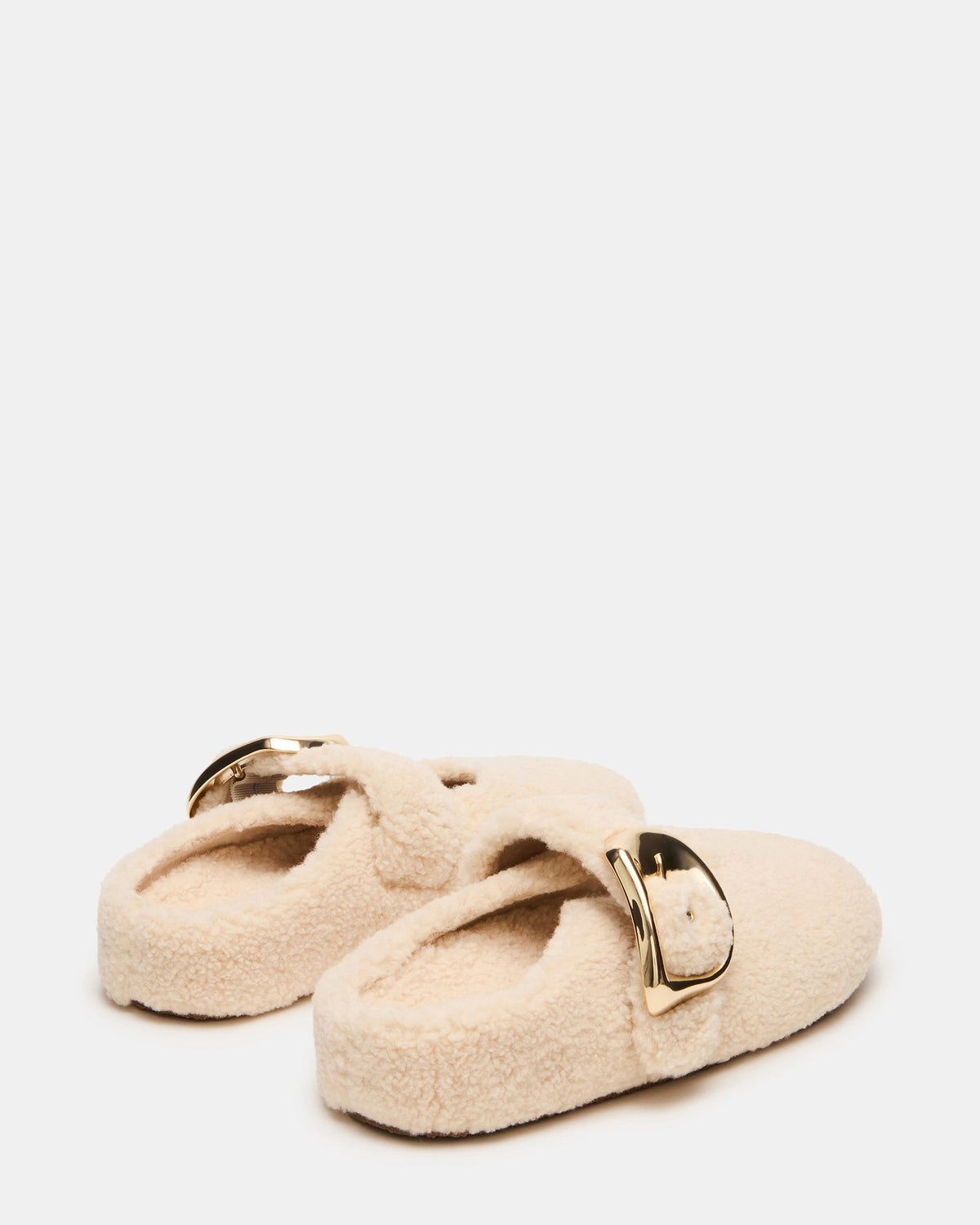 CLOUDY Natural Slip-On Mule Mary Jane Faux Fur Women's Flat | Steve Madden