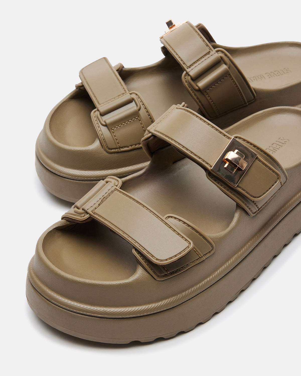 BIGSCHMONA JELLY Olive Women's Platform Slide Sandal | Steve Madden