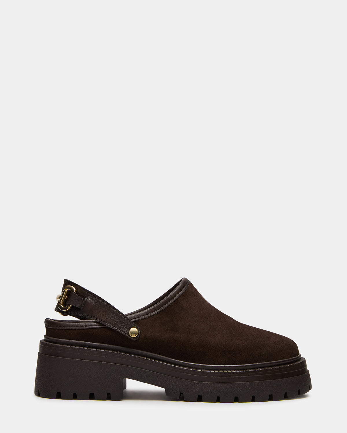 ERBA Brown Suede Platform Lug Slingback Clog Women's Flat | Steve Madden