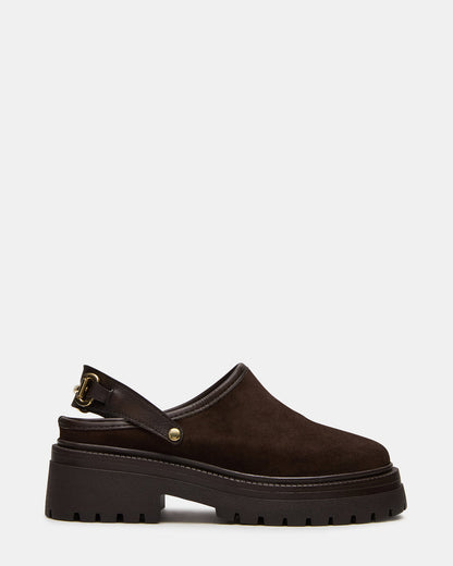 ERBA Brown Suede Platform Lug Slingback Clog Women's Flat | Steve Madden