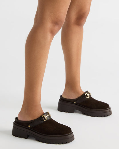 ERBA Brown Suede Platform Lug Slingback Clog Women's Flat | Steve Madden