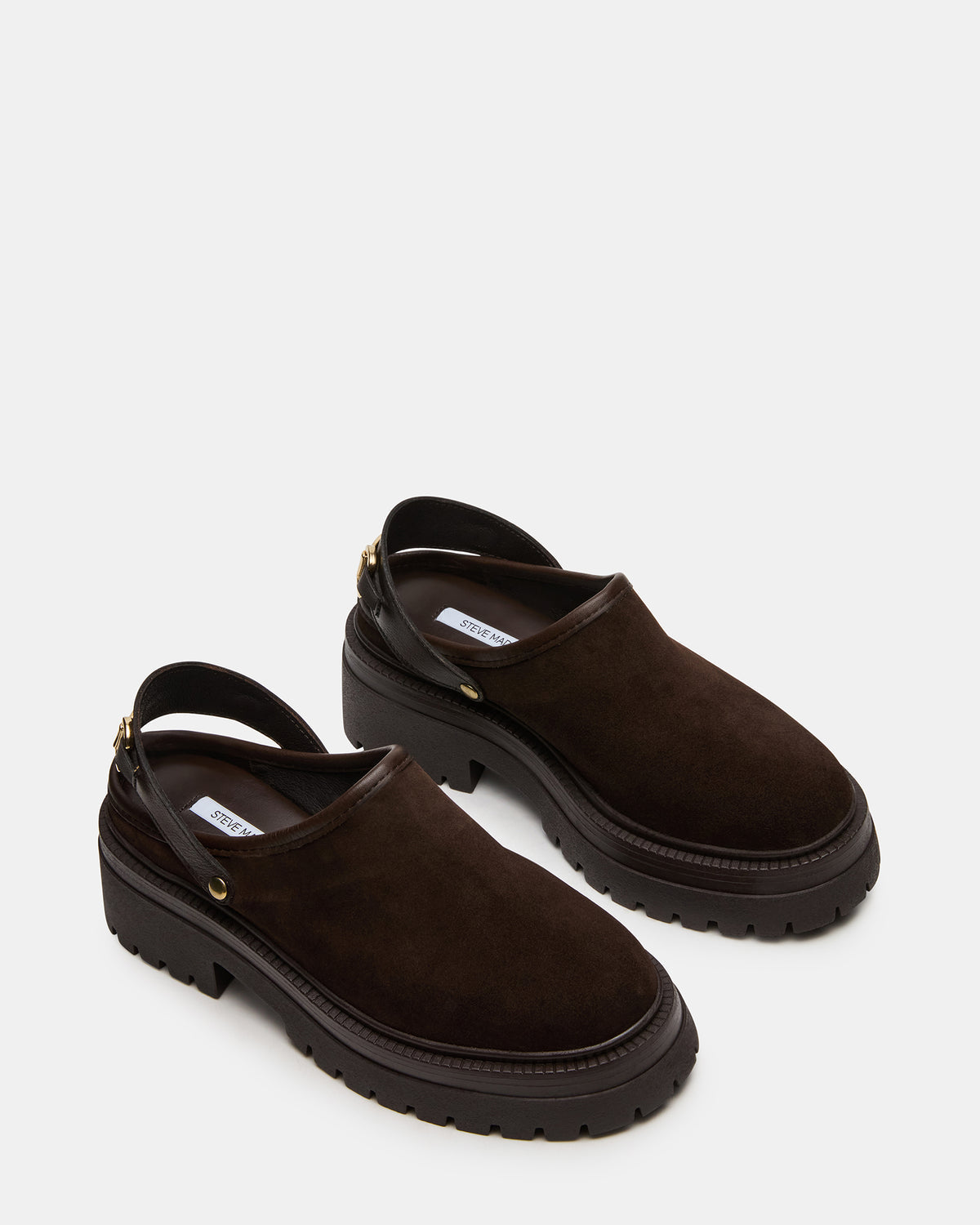 ERBA Brown Suede Platform Lug Slingback Clog Women's Flat | Steve Madden