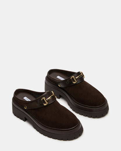 ERBA Brown Suede Platform Lug Slingback Clog Women's Flat | Steve Madden