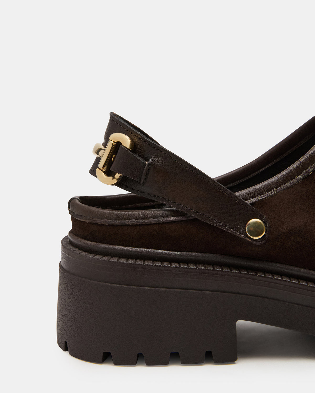 ERBA Brown Suede Platform Lug Slingback Clog Women's Flat | Steve Madden