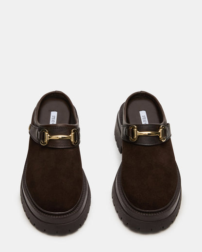 ERBA Brown Suede Platform Lug Slingback Clog Women's Flat | Steve Madden