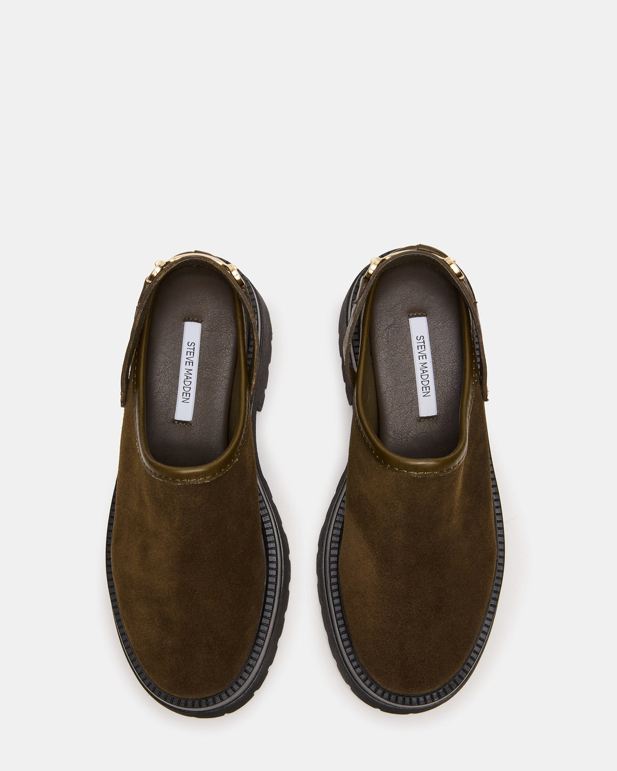 ERBA Olive Suede Platform Lug Slingback Clog Women's Flat | Steve Madden