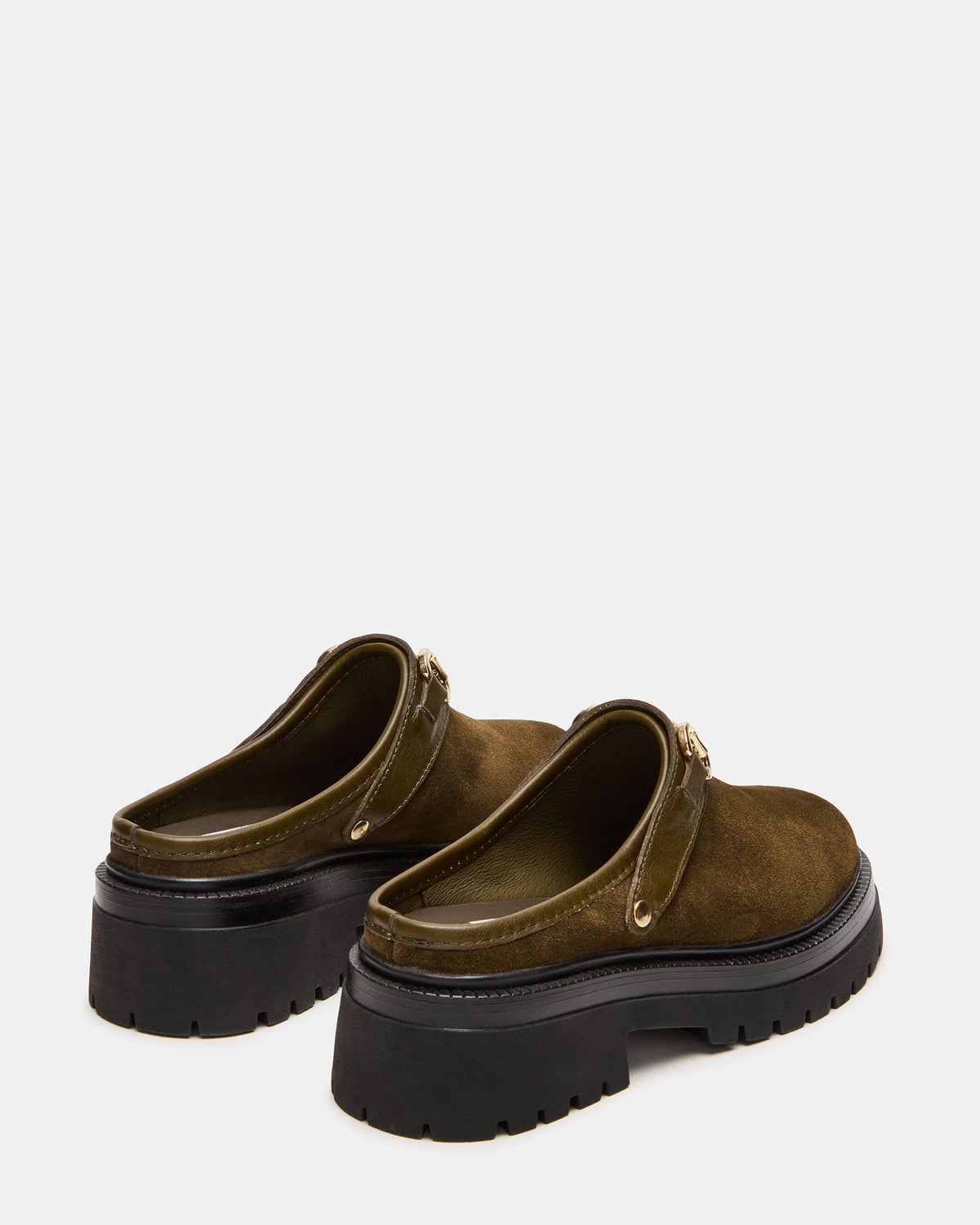 ERBA Olive Suede Platform Lug Slingback Clog Women's Flat | Steve Madden