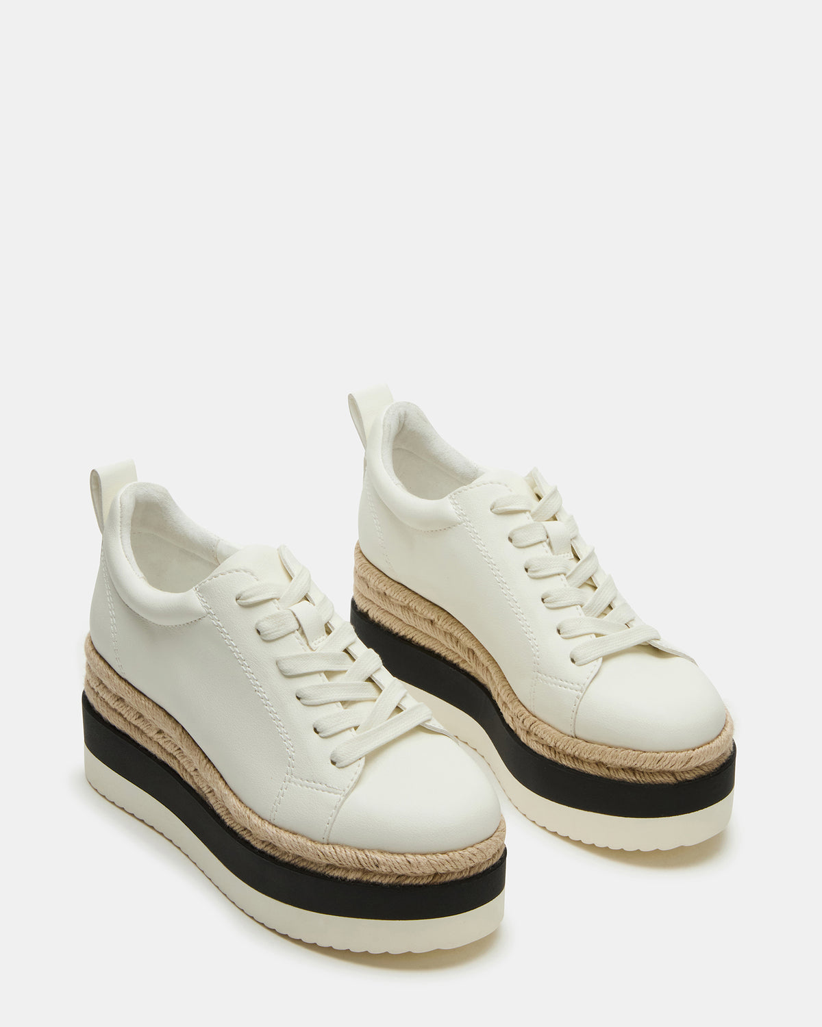 STRECKER White Platform Women's Low-Top Lace-Up Sneaker | Steve Madden