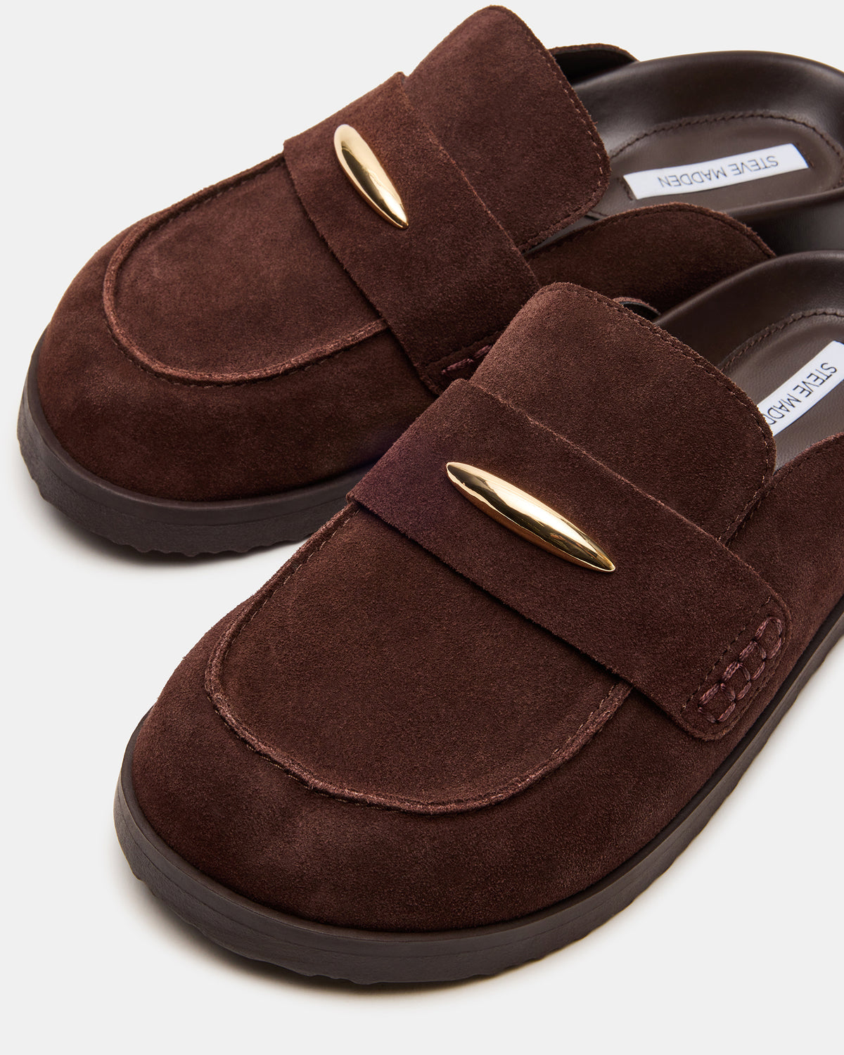 TOBIN Brown Suede Slip-On Mule Women's Flat | Steve Madden