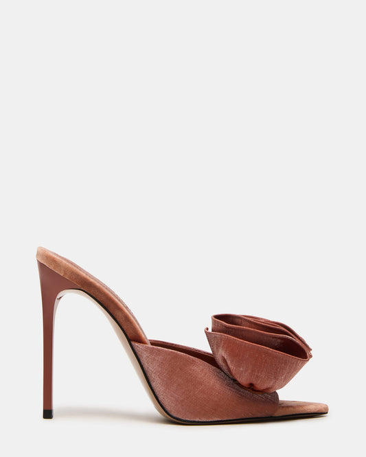 AFFINITY Rust Satin Pointed-Toe Stiletto Mule Women's Heel | Steve Madden