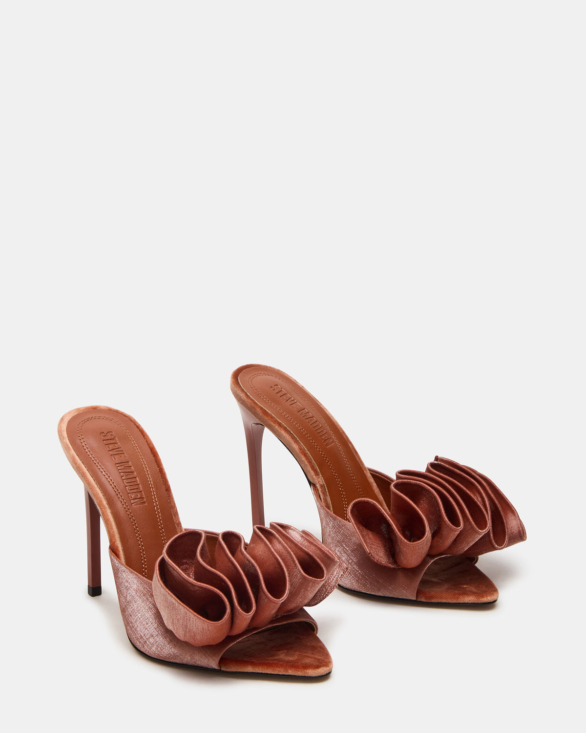 AFFINITY Rust Satin Pointed-Toe Stiletto Mule Women's Heel | Steve Madden