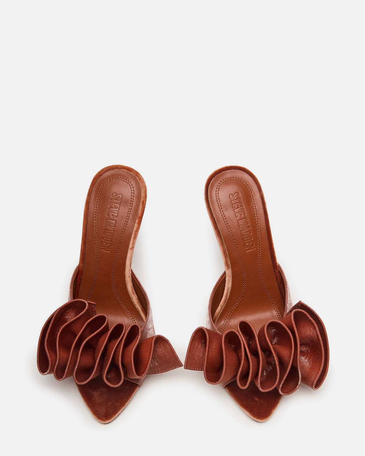 AFFINITY Rust Satin Pointed-Toe Stiletto Mule Women's Heel | Steve Madden
