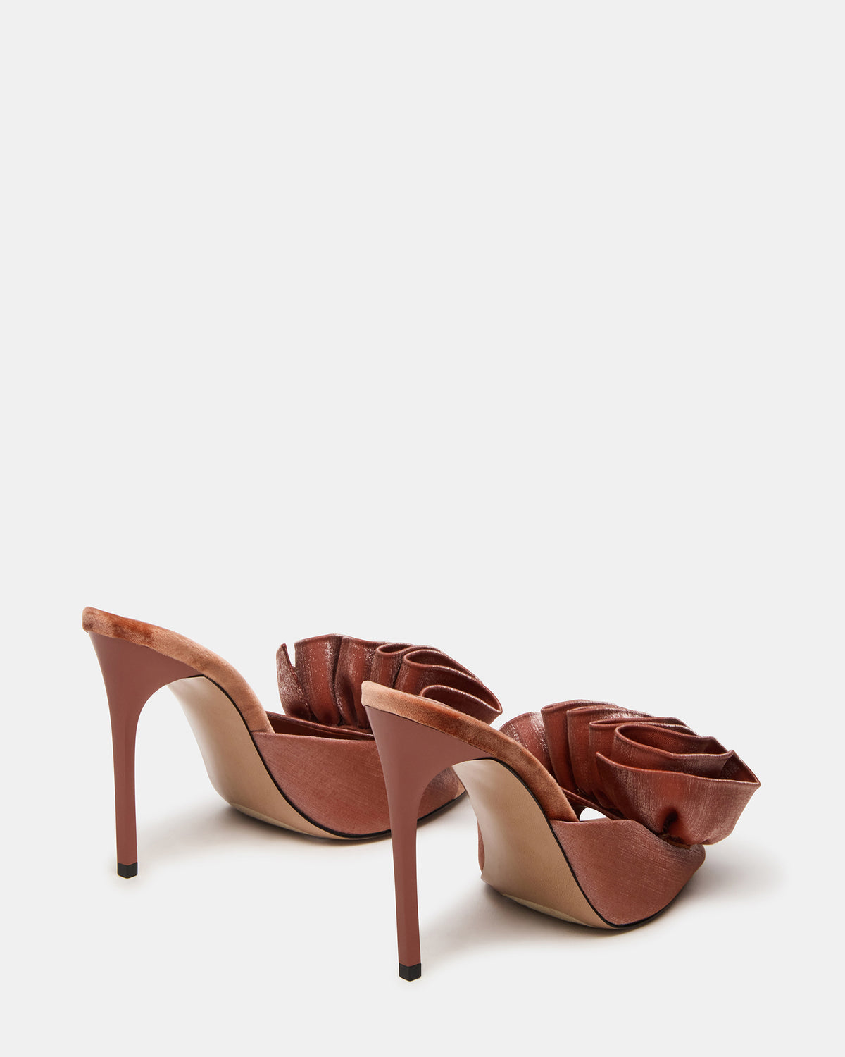 AFFINITY Rust Satin Pointed-Toe Stiletto Mule Women's Heel | Steve Madden