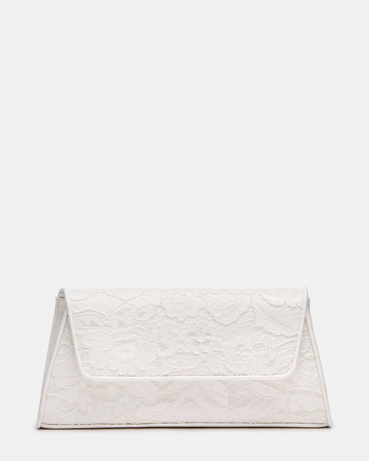 AVANT Bag White Lace French Binding Trapezoid Crossbody Clutch Handbag | Steve Madden