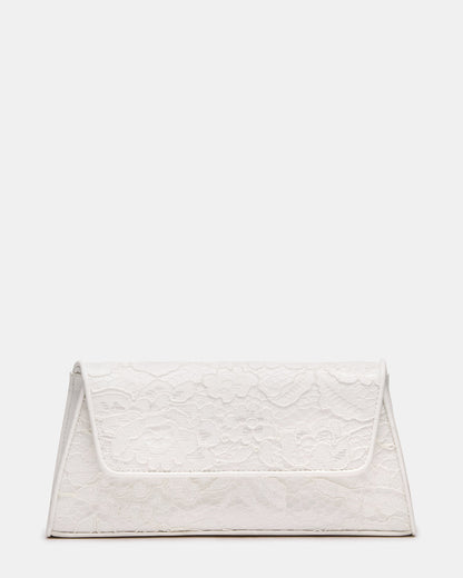 AVANT Bag White Lace French Binding Trapezoid Crossbody Clutch Handbag | Steve Madden