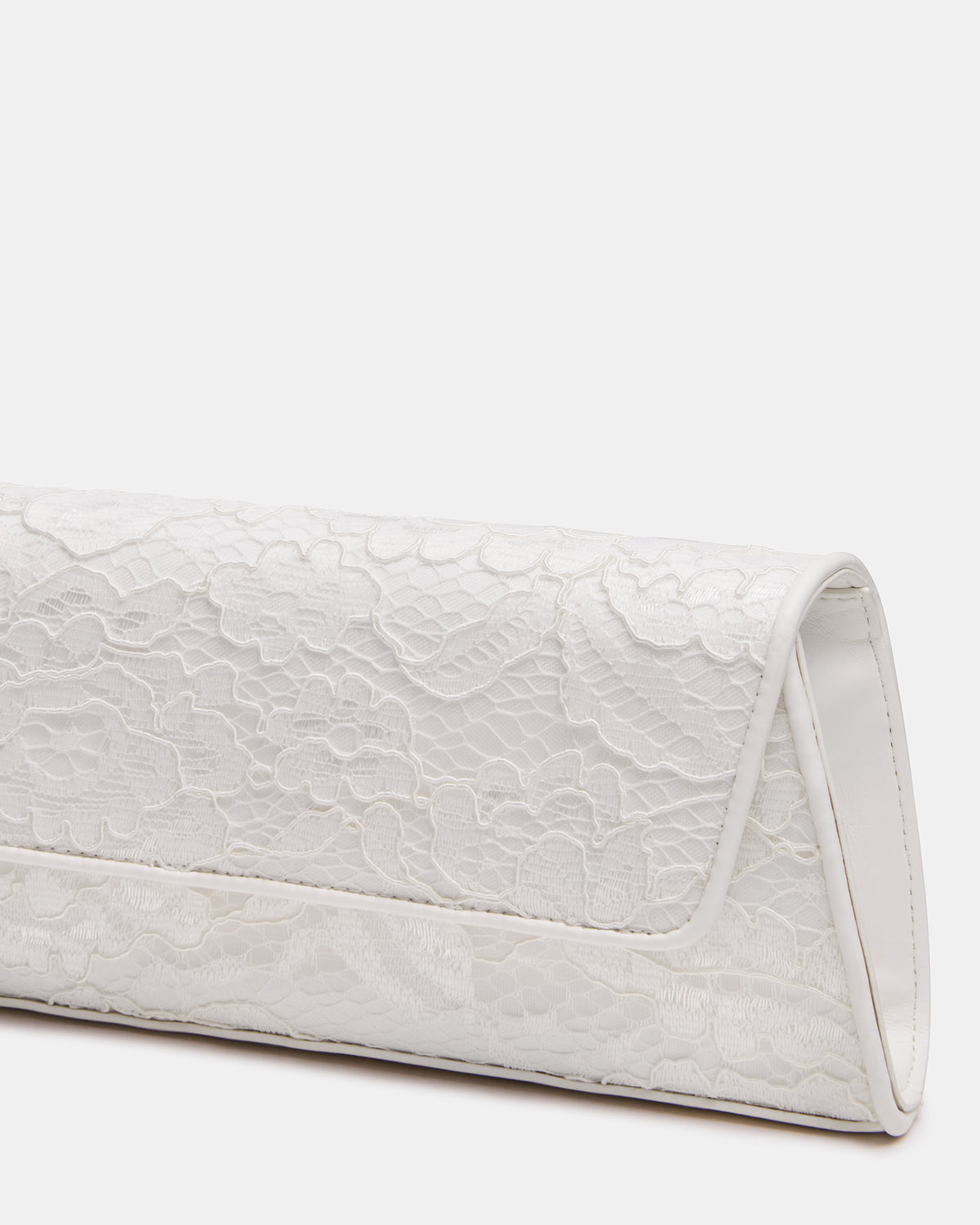 AVANT Bag White Lace French Binding Trapezoid Crossbody Clutch Handbag | Steve Madden