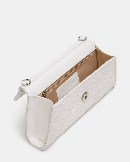 AVANT Bag White Lace French Binding Trapezoid Crossbody Clutch Handbag | Steve Madden