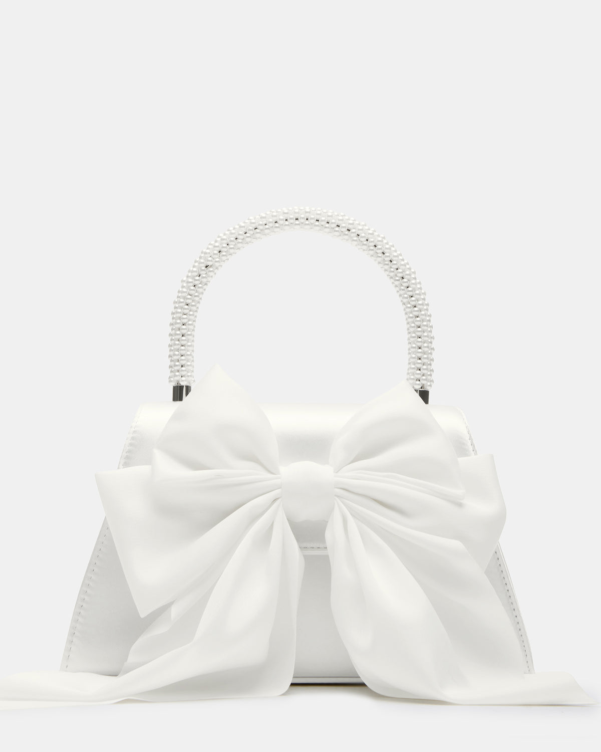 COSETTE Bag White Satin Beaded Top-Handle Mini Handbag | Steve Madden