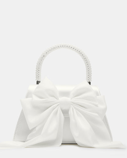 COSETTE Bag White Satin Beaded Top-Handle Mini Handbag | Steve Madden