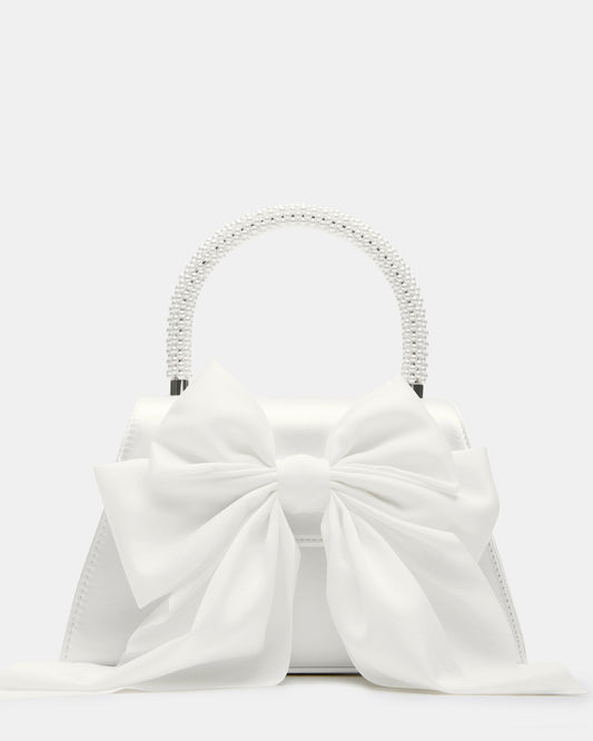 COSETTE Bag White Satin Beaded Top-Handle Mini Handbag | Steve Madden
