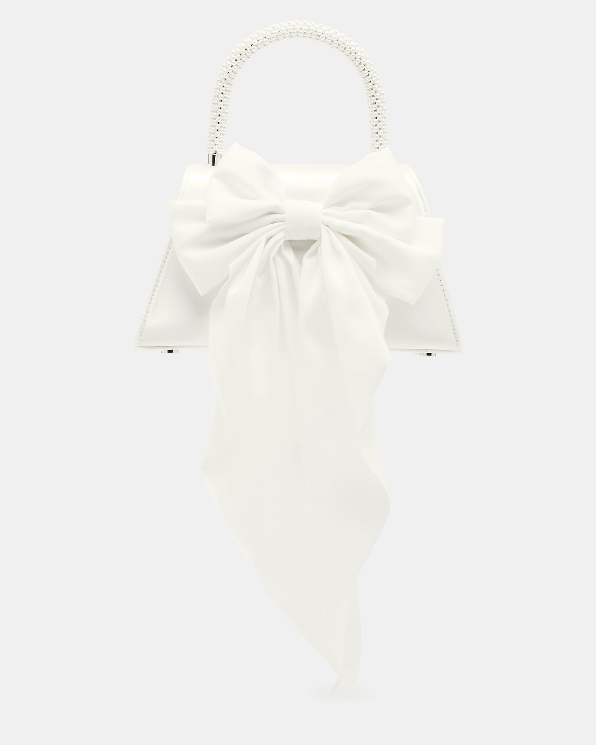 COSETTE Bag White Satin Beaded Top-Handle Mini Handbag | Steve Madden
