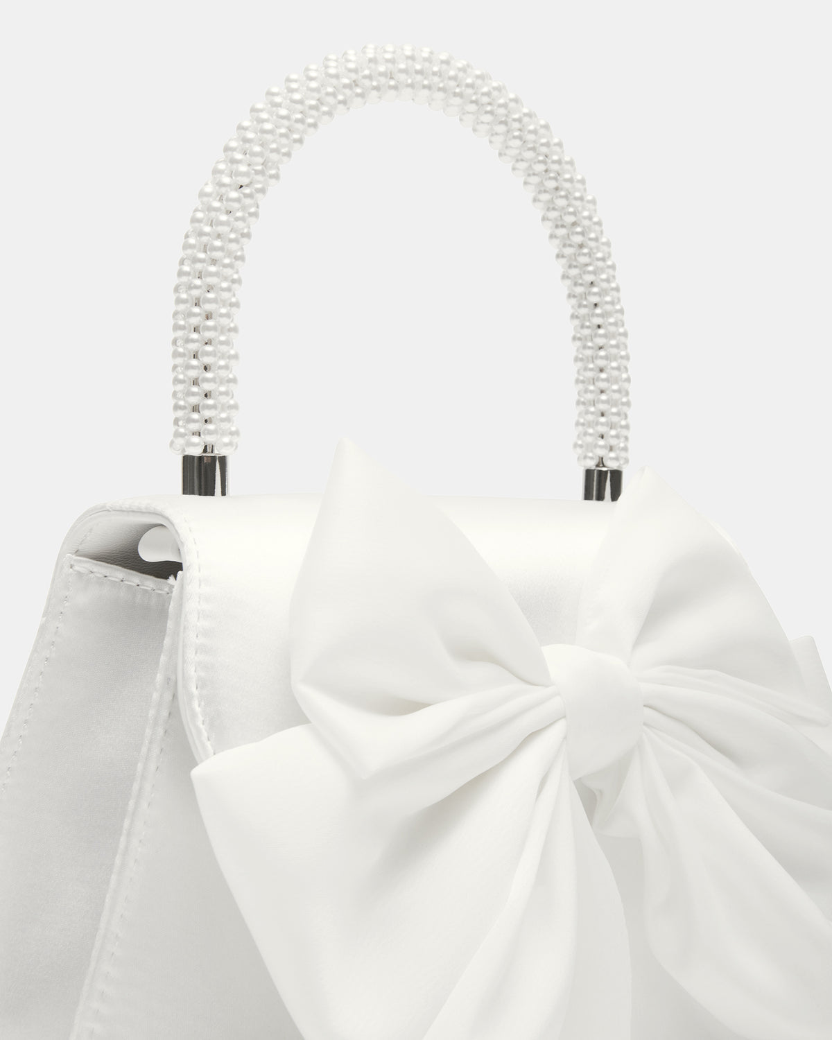 COSETTE Bag White Satin Beaded Top-Handle Mini Handbag | Steve Madden