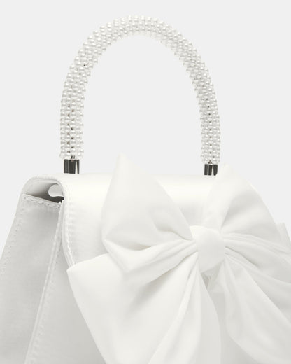 COSETTE Bag White Satin Beaded Top-Handle Mini Handbag | Steve Madden