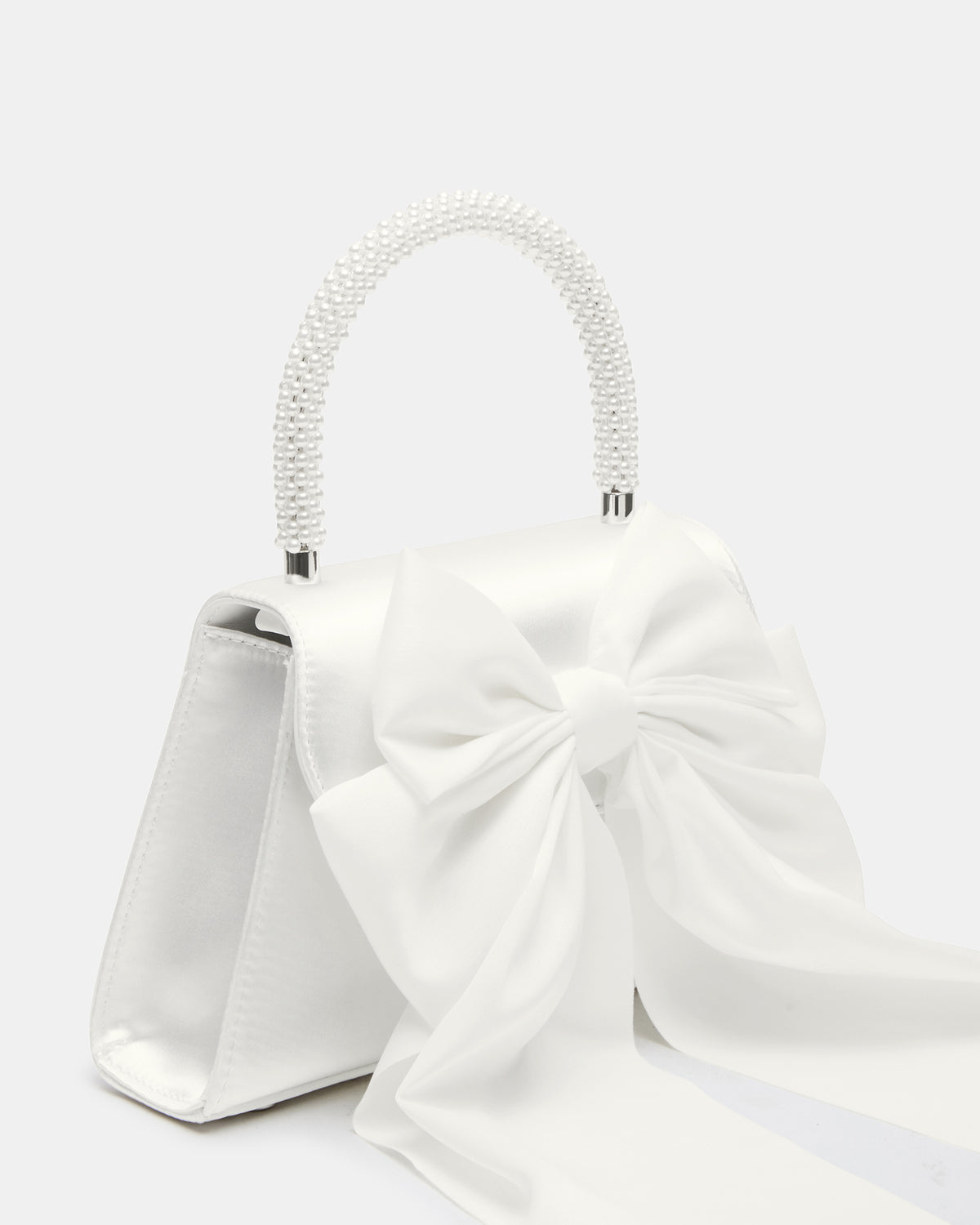 COSETTE Bag White Satin Beaded Top-Handle Mini Handbag | Steve Madden