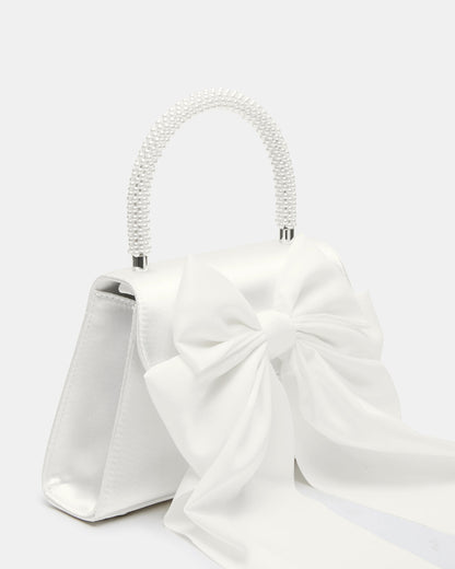 COSETTE Bag White Satin Beaded Top-Handle Mini Handbag | Steve Madden