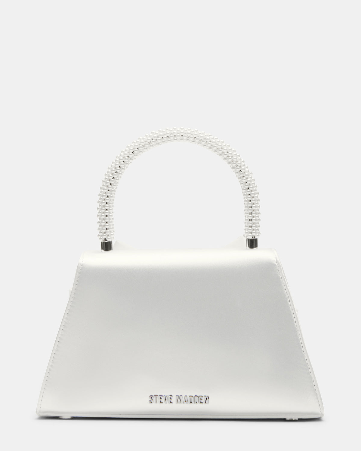 COSETTE Bag White Satin Beaded Top-Handle Mini Handbag | Steve Madden