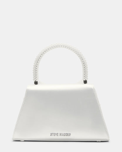 COSETTE Bag White Satin Beaded Top-Handle Mini Handbag | Steve Madden