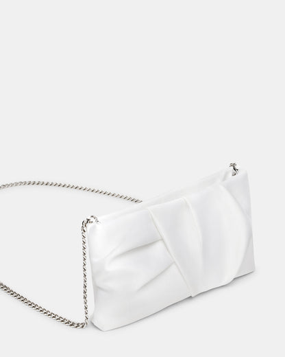 LILIA Bag White Elongated Pleated Crossbody Clutch Handbag | Steve Madden