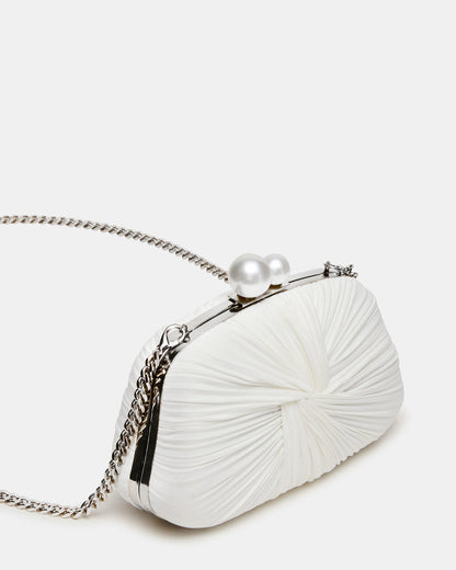 ROSALIE Bag White Twisted Pleats Minaudiere Crossbody Clutch Handbag | Steve Madden