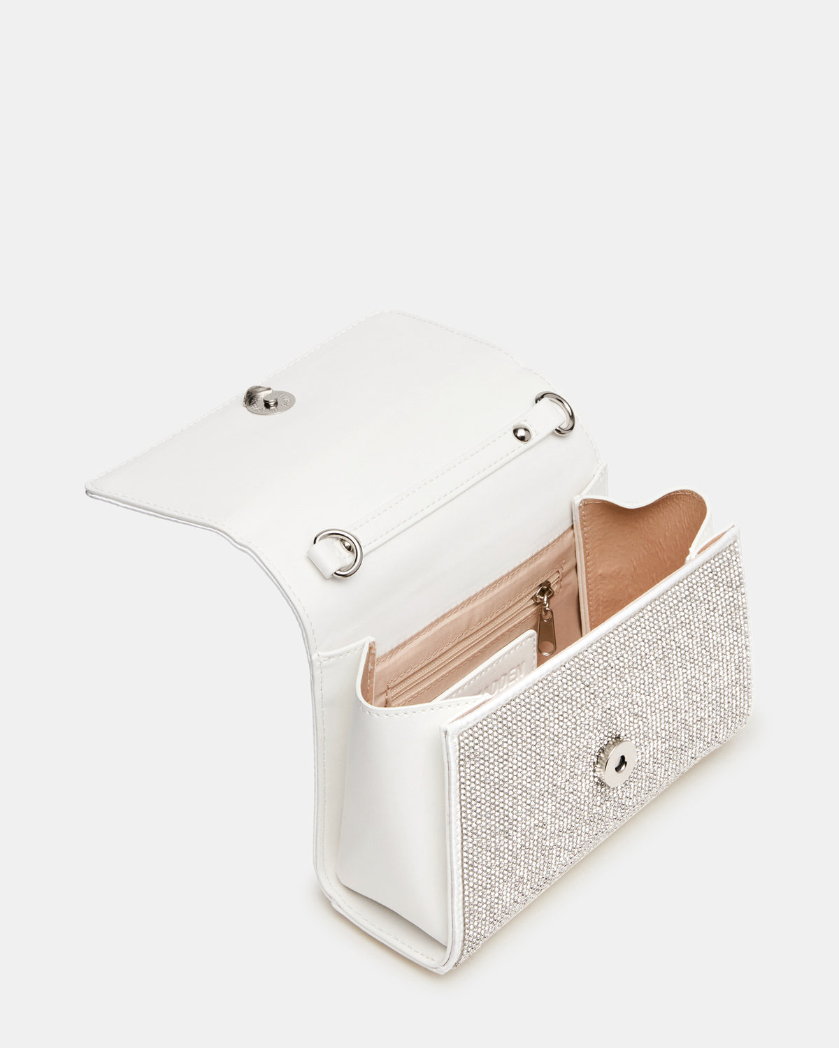 EVELINA Bag Rhinestones Angular Rhinestone Embellished Crossbody Mini Clutch Handbag | Steve Madden