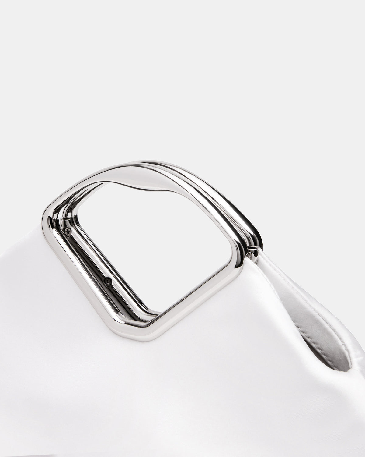 BARBARA Bag White Soft Satin Metal Bracelet Crossbody Clutch Handbag | Steve Madden