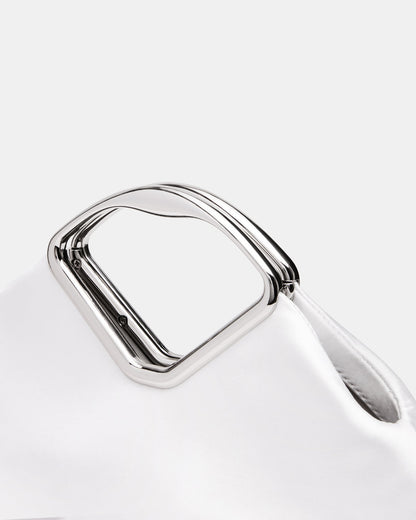 BARBARA Bag White Soft Satin Metal Bracelet Crossbody Clutch Handbag | Steve Madden