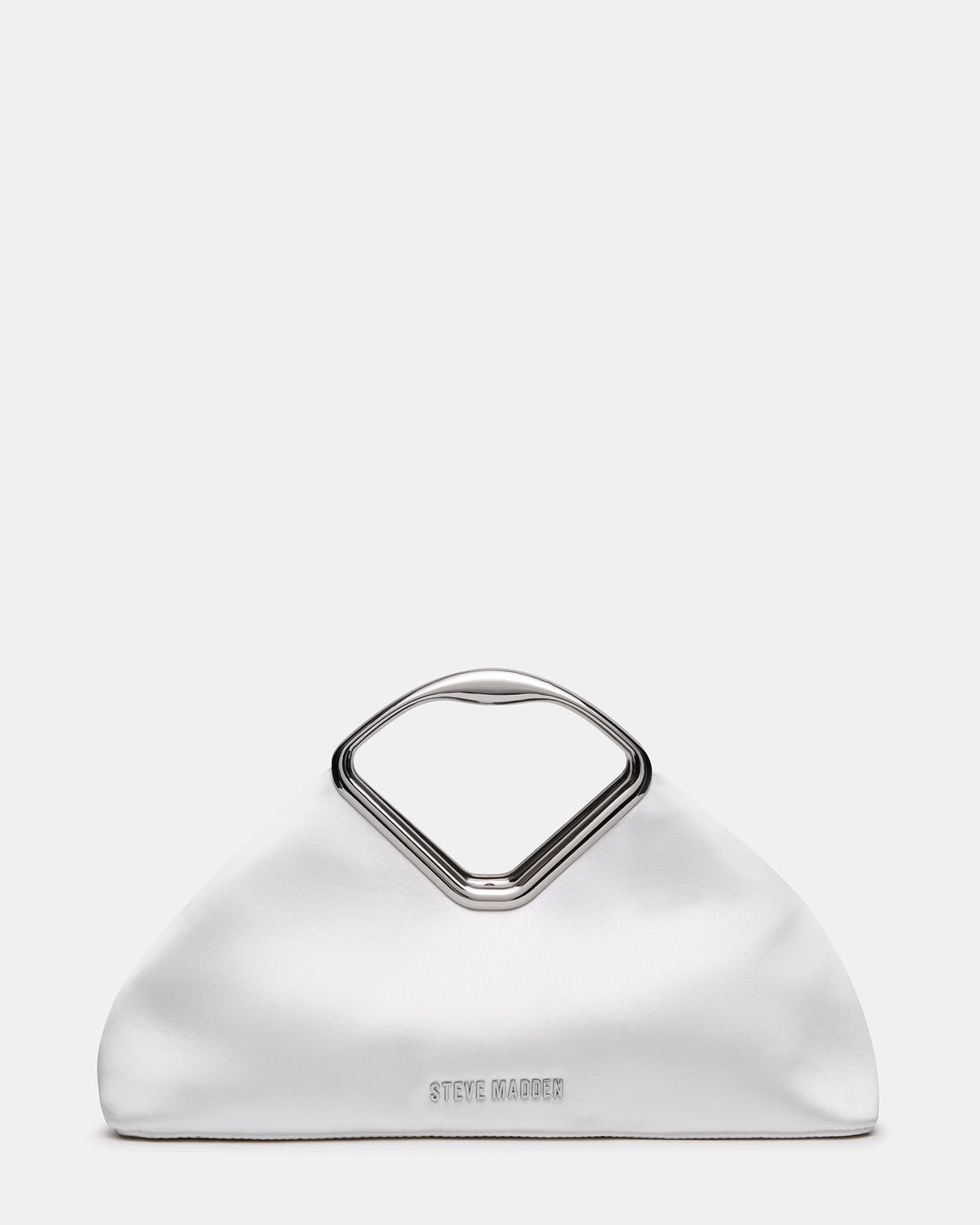 BARBARA Bag White Soft Satin Metal Bracelet Crossbody Clutch Handbag | Steve Madden