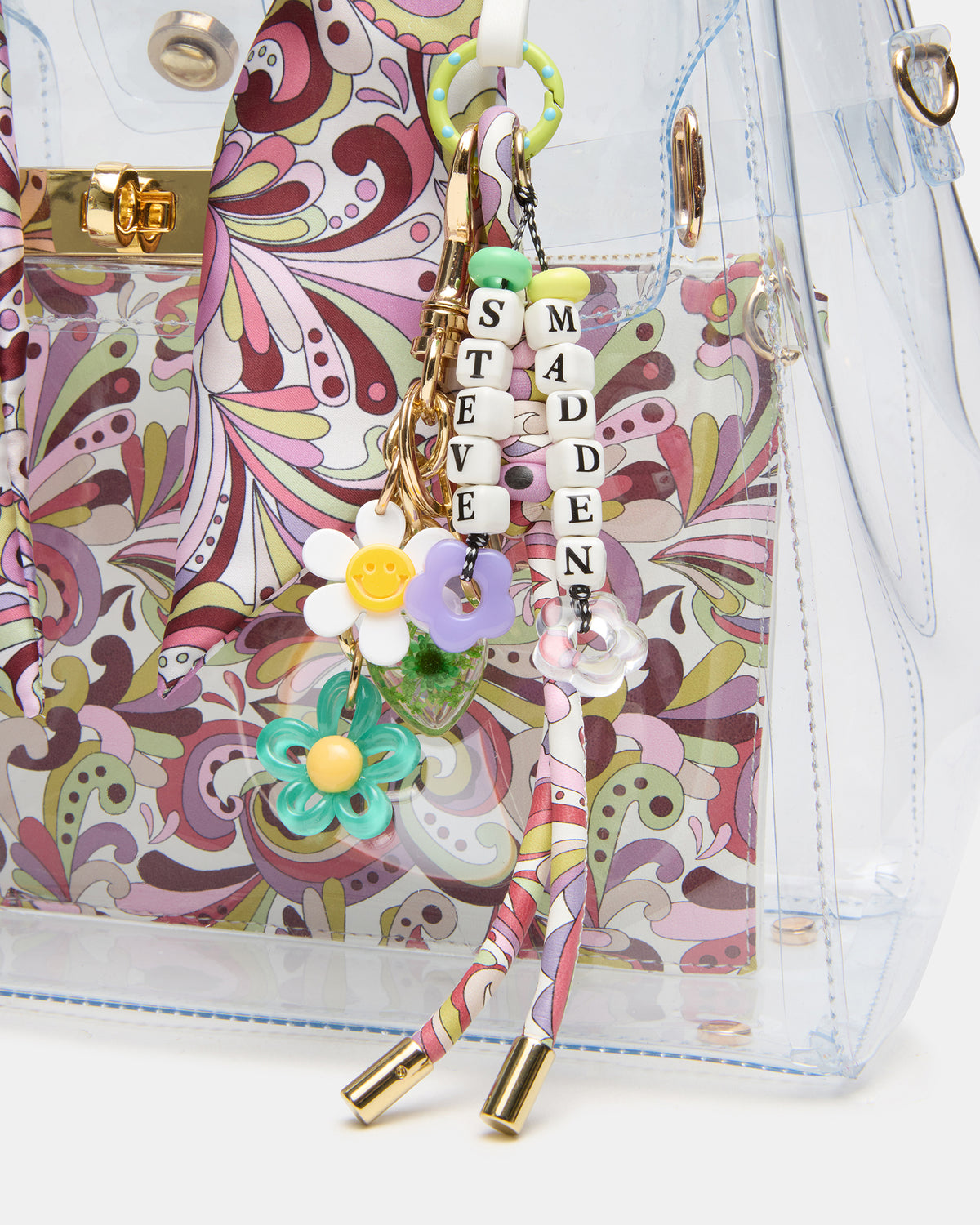 GUMMY Bag Clear Top-Handle Turn-Lock Tote Handbag | Steve Madden
