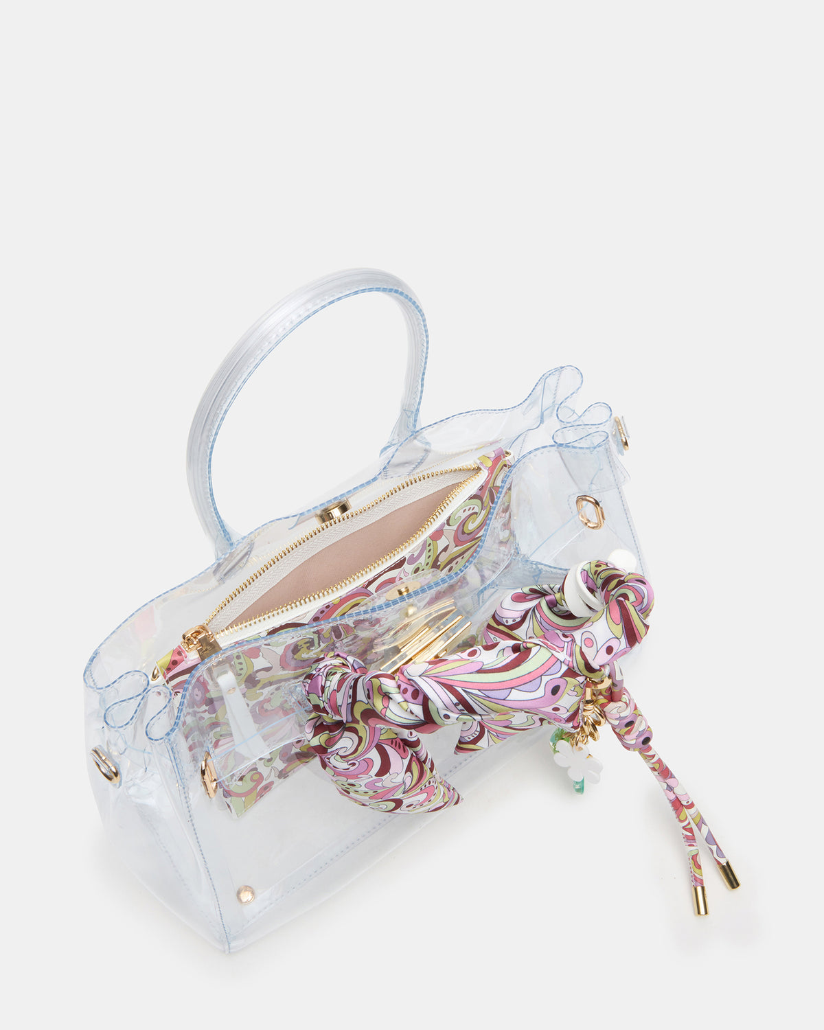 GUMMY Bag Clear Top-Handle Turn-Lock Tote Handbag | Steve Madden