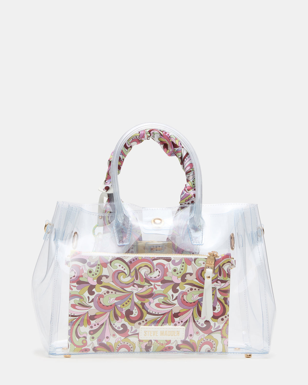GUMMY Bag Clear Top-Handle Turn-Lock Tote Handbag | Steve Madden